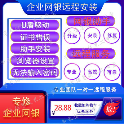 企业个人网上银行远程修复