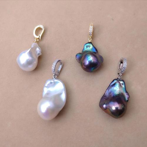 天然大巴吊坠17MM以上人鱼珍珠鱼尾巴洛克珍珠淡水珍珠强光挂件