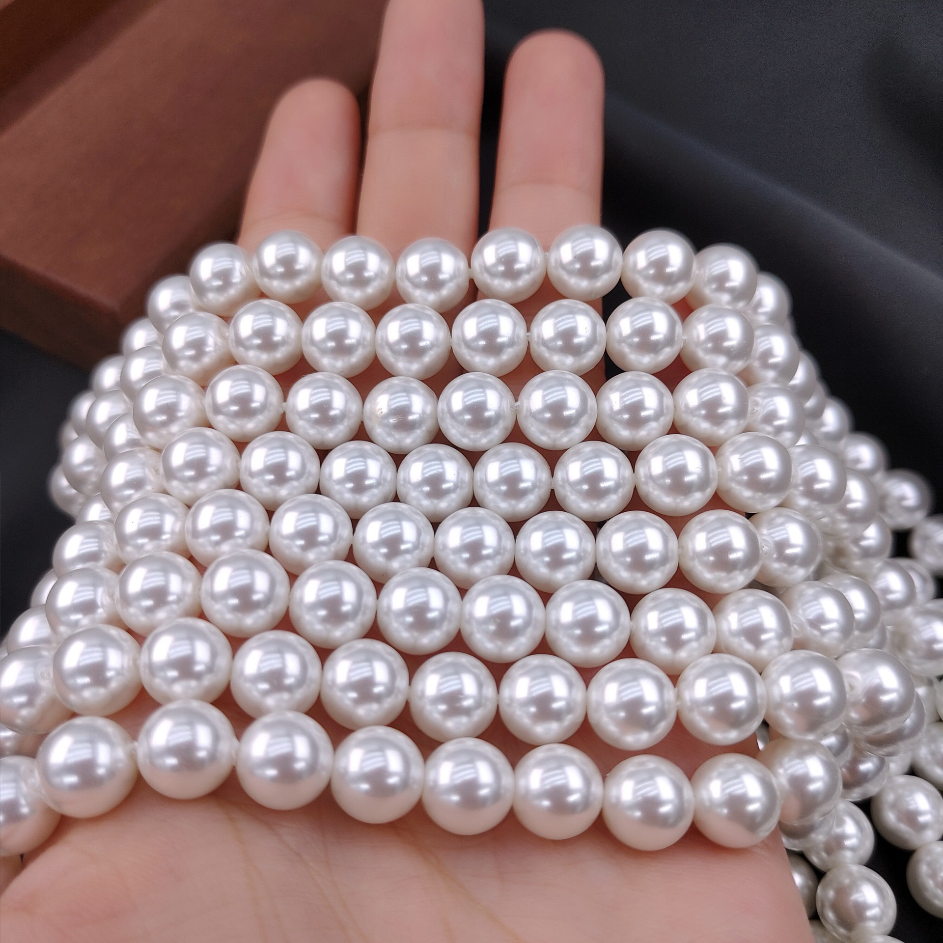 2-14mm施家玻璃珠澳白仿贝珠直孔通孔散珠串珠手工DIY服饰材料