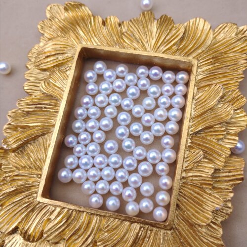 4-4.5mm圆珠无瑕极光白亮散珠天然淡水珍珠diy手链项链耳环材料