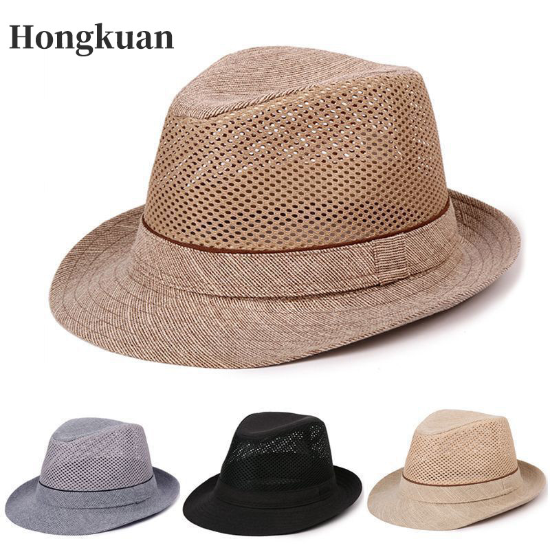 帽子男夏季草帽中老年人爸爸夏天遮阳防晒草编礼帽爷爷绅士帽
