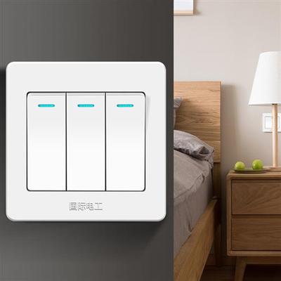 86型墙面家用开关插座面板电灯按钮三位开关三联单控