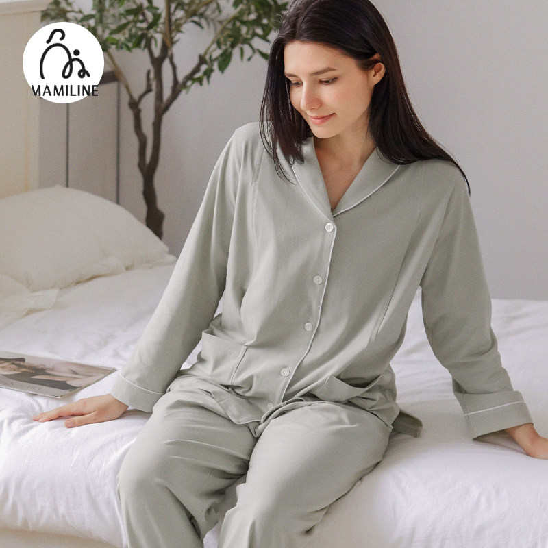 MAMILINE针织棉月子服纯棉孕妇睡衣产妇喂奶产后家居服春夏季薄款