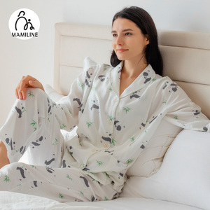 MAMILINE月子服有机棉双层纱布孕妇睡衣产后冬季哺乳衣秋冬家居服