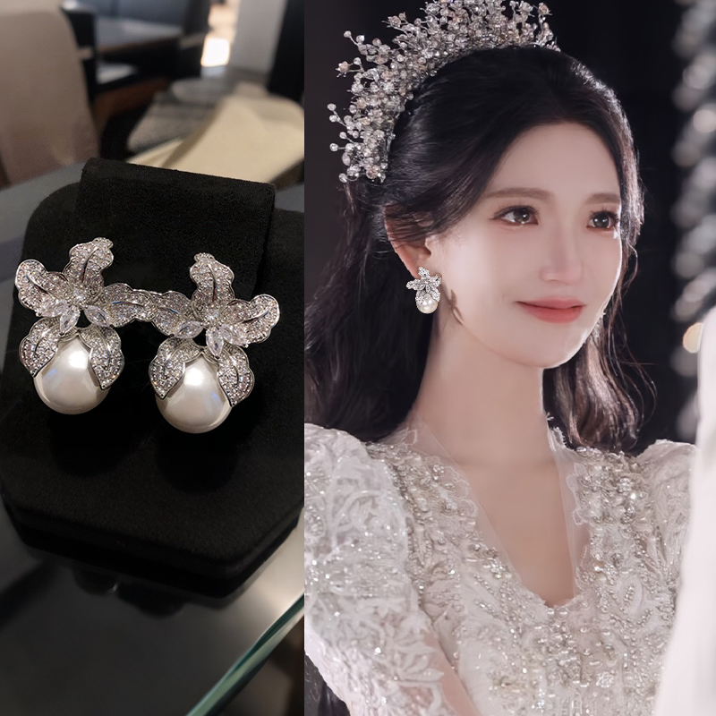 花朵珍珠款耳夹女无耳洞耳环