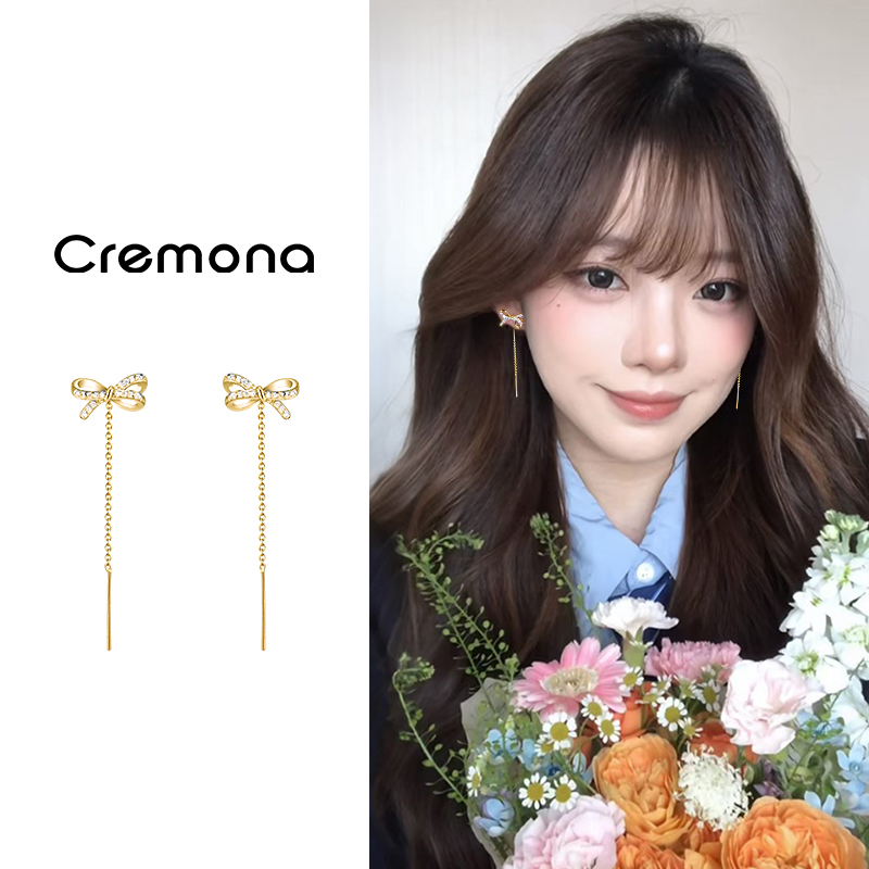 小众独特设计蝴蝶结流苏耳线