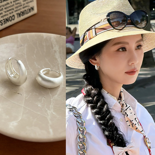 哑光素圈耳环女2025新款 耳钉耳扣气质轻奢冷淡风耳圈耳饰 爆款 时尚