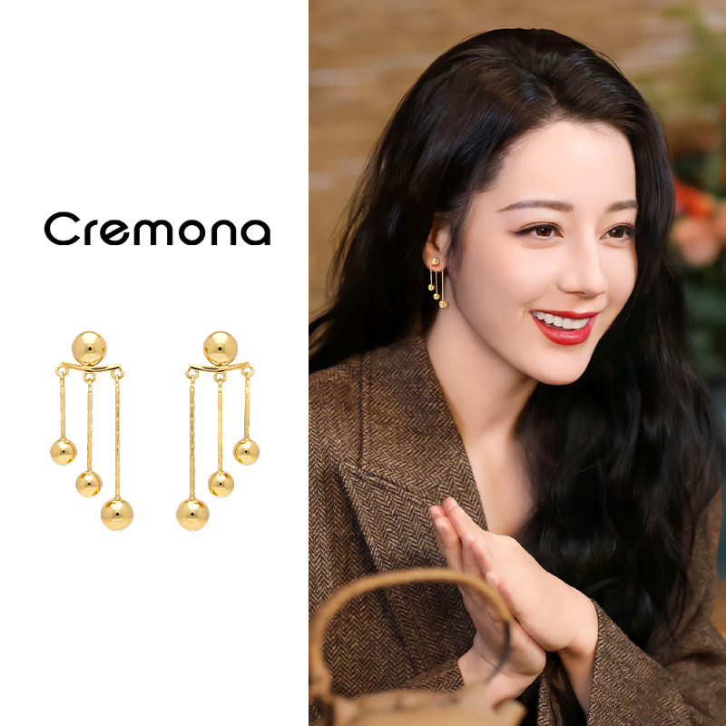 金色小众设计球球流苏耳环S925银针独特漂亮夸张耳坠秋冬高级耳饰,饰品/流行首饰/时尚饰品新,耳环,淘宝优惠券,粉丝福利购,淘宝优惠卷