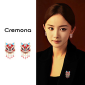 新中式 醒狮耳钉时尚 精致国风流苏吊坠耳环小众设计高级感气质耳饰