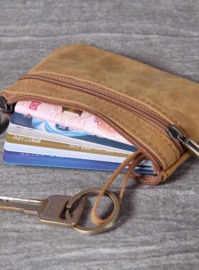 真软皮迷你卡包小零钱包男女复古手工原创超薄多功能驾驶证钥匙包