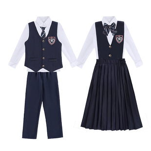 儿童大合唱演出服装男女童六年级中小学生朗诵比赛演讲班服英伦风