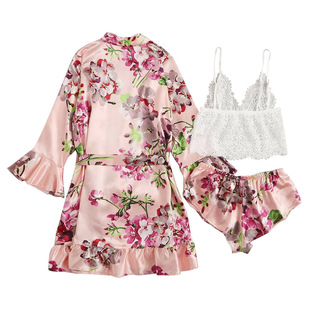 2022 Lace transparent women temptation sexy homewear pajamas