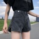 leg 牛仔短裤 slimming wide pants黑灰色阔腿显瘦热裤 line hot