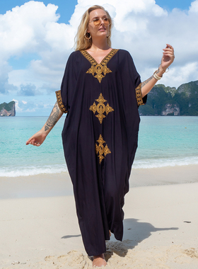 Women Clothes Summer Beach Wear Dress 夏沙滩装连衣裙绣花长袍