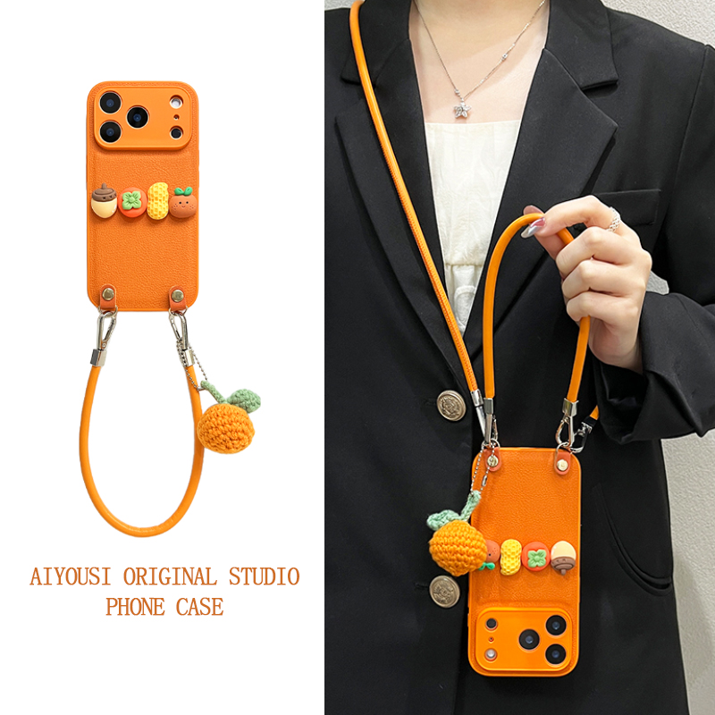 适用苹果17硅胶卡通保护壳带挂绳