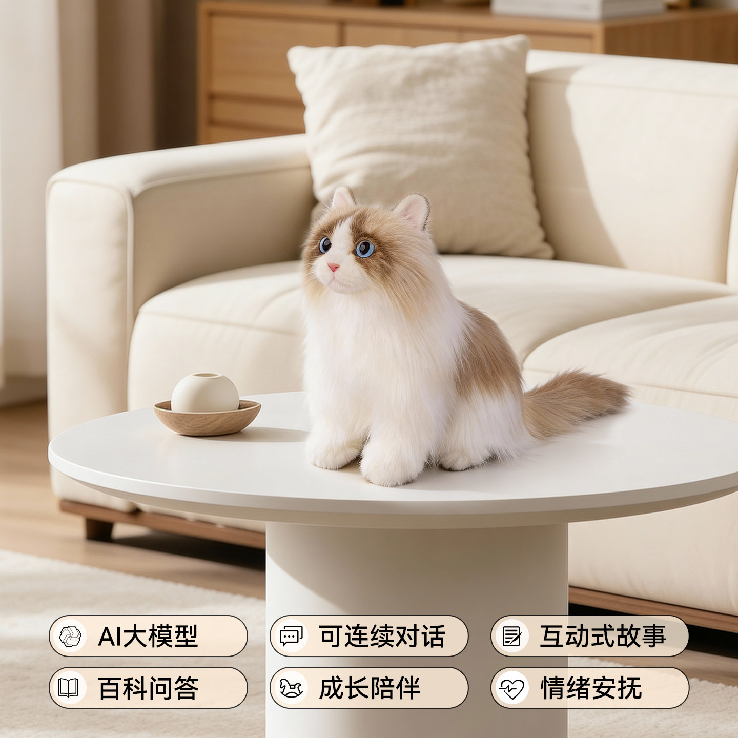 美国卡豆克隆仿真布偶猫玩偶智能AI对话陪伴聊天小猫公仔毛绒玩具,玩具/童车/益智/积木/模型,毛绒/玩偶/公仔/布艺类玩具,淘宝优惠券,粉丝福利购,淘宝优惠卷