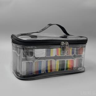 简约透明PVC化妆包眼影盘收纳包轻便便携大容量超大防水洗漱护肤