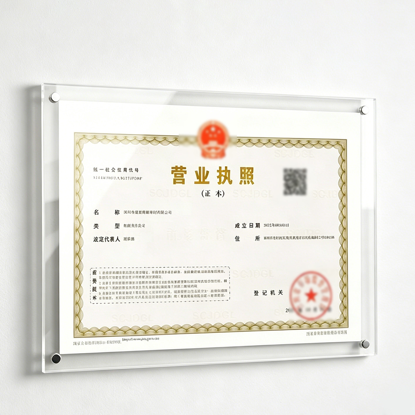 营业执照保护框A4A3证书框亚克力双面透明横竖通用可摆可挂展示框