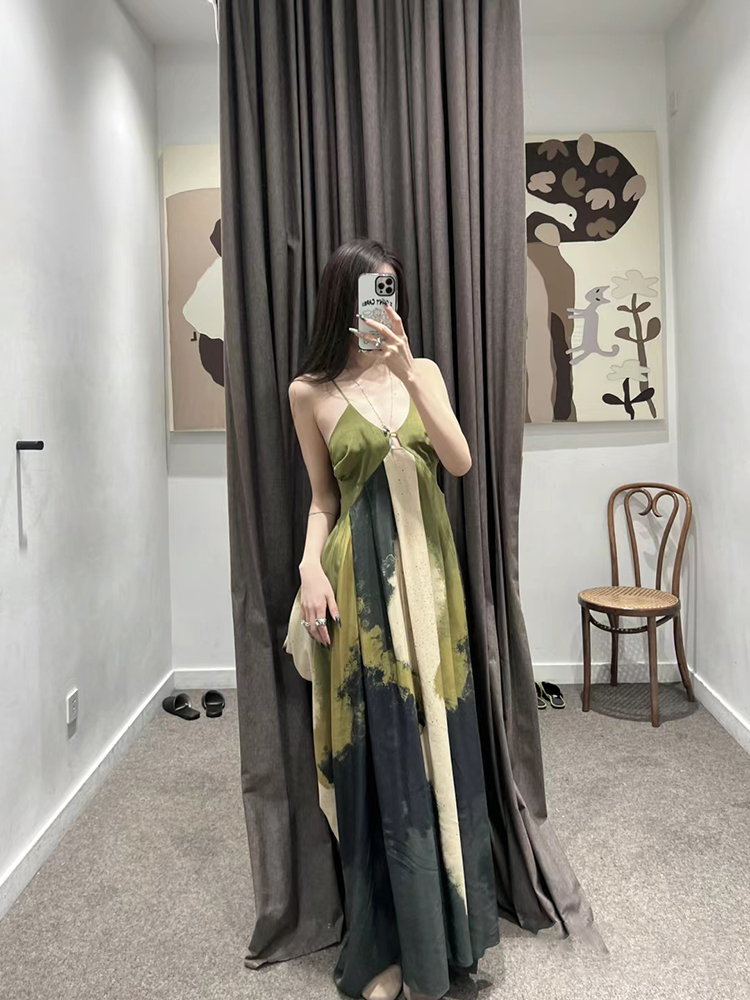 TE高定古典韵味气质吊带连衣裙女