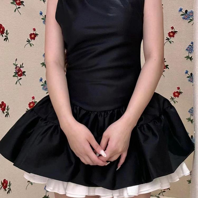 sst24早秋新款收腰不对称蓬蓬裙