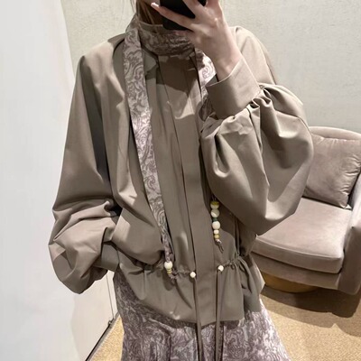 松系穿搭风立领廓形外套夹克风衣