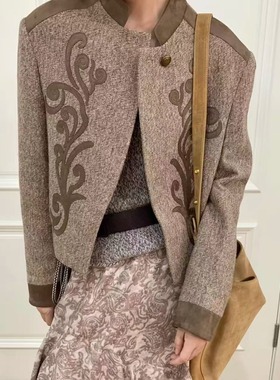 TE cello明星同款时尚气质设计感廓形外套秋冬质感穿搭游牧风夹克