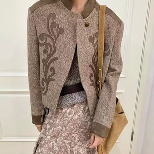 气质设计感廓形外套秋冬质感穿搭游牧风夹克 时尚 cello明星同款