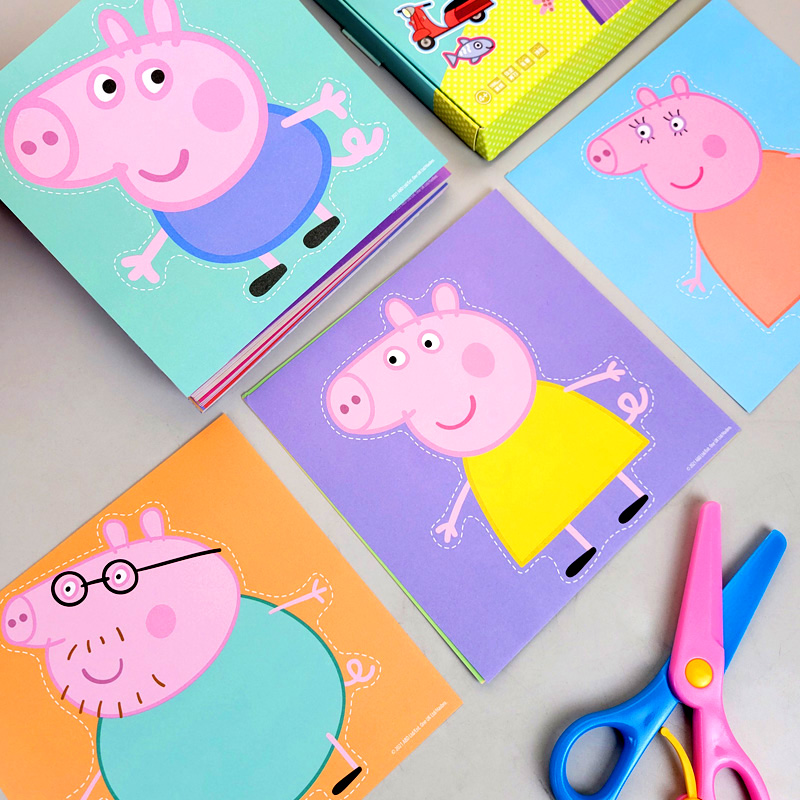 儿童diy小猪佩奇汪汪队剪纸手工