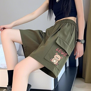 薄款 休闲宽松显瘦运动短裤 时尚 五分工装 直筒中裤 女夏季 潮流爆款 裤