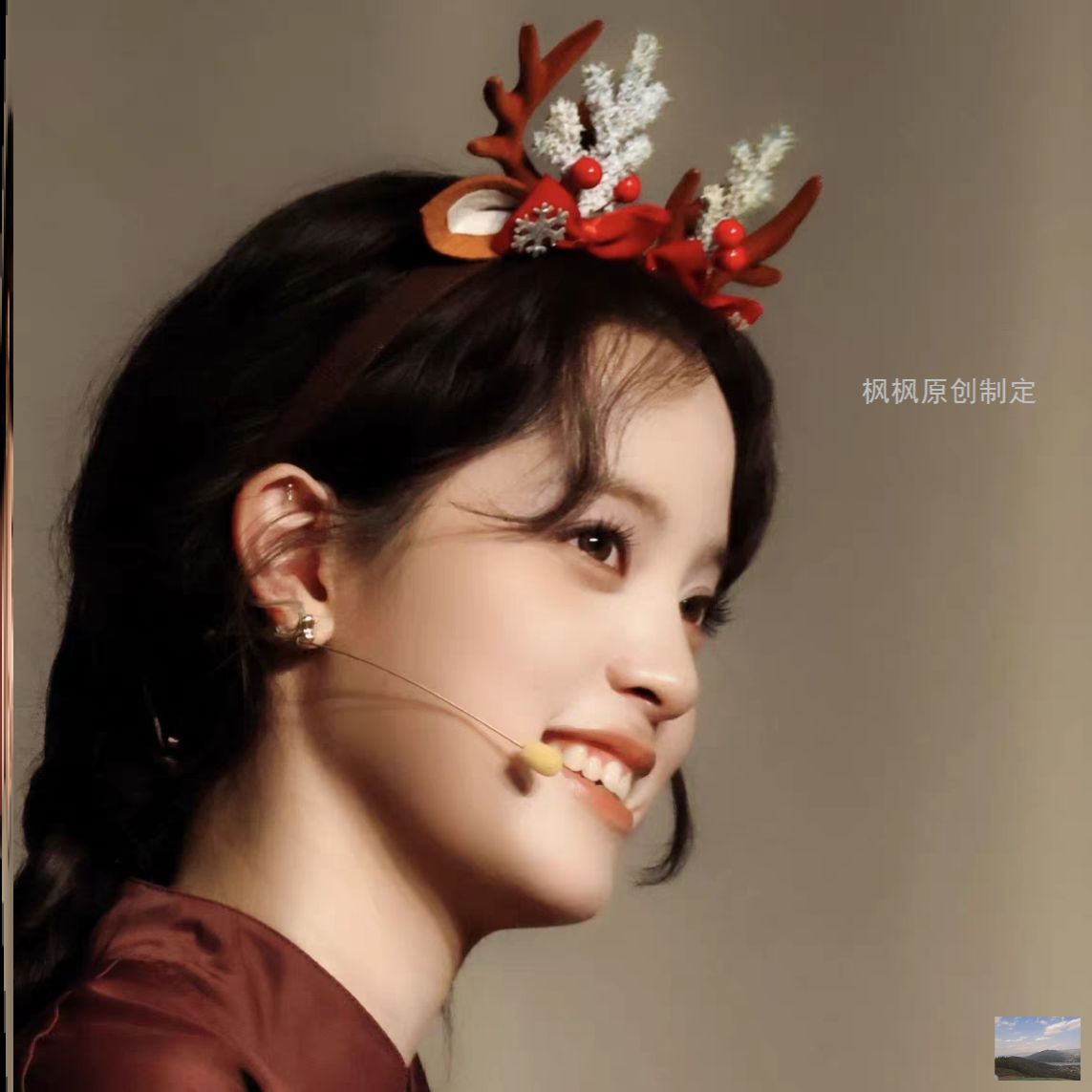 圣诞月~欧阳娜娜同款麋鹿角发箍cos拍照道具节日氛围感雪花发饰女