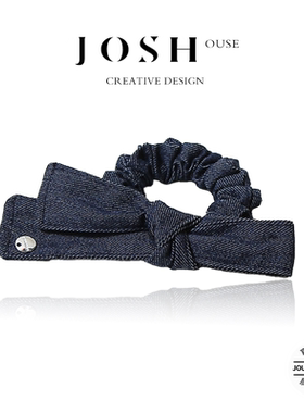 韩式牛仔布蝴蝶结发圈扎马尾个性甜美头发圈高弹力头绳网红发饰