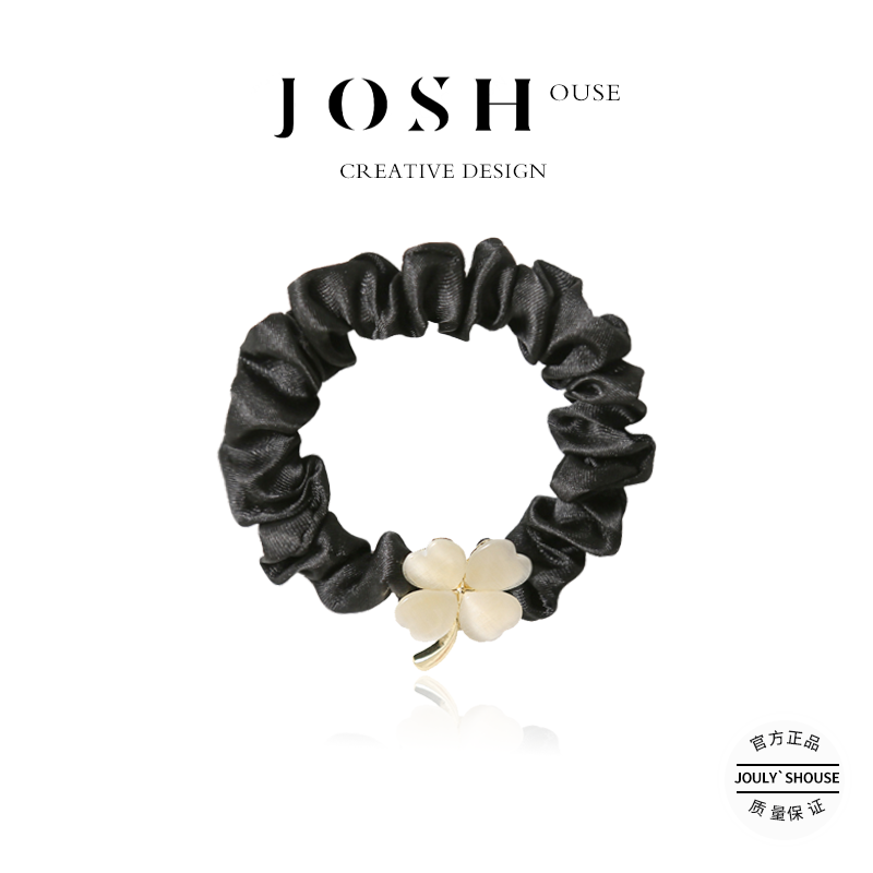 气质四叶草蝴蝶结小肠圈发绳女扎发耐用高马尾发饰不伤发头绳网红