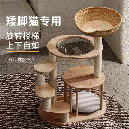 矮脚猫爬架实木猫窝猫树一体小型幼猫跳台曼基康短脚短腿专用猫架