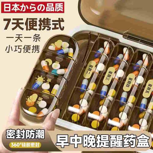 日本mini药盒便携式分装式一周七天随身户外一日三餐迷你密封避光