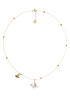 MARSEVEN 海风飞鸽系列白金鸽子贝壳项链轻奢气质高级感锁骨链