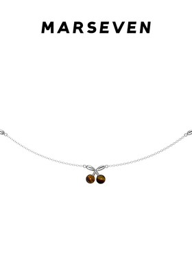 MARSEVEN 闪光派对系列虎眼石mini串串樱桃项链S925银原创锁骨链