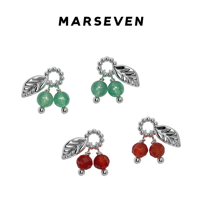 MARSEVEN 柠檬系列迷你晃动樱桃耳钉原创设计小众简约精致耳饰