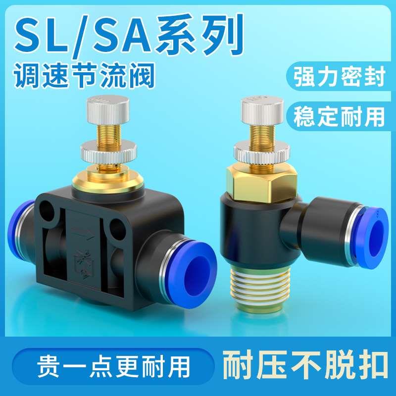 节流阀气压调速阀气流调节阀可调管道单向流量开关阀SL4/6/8/10mm