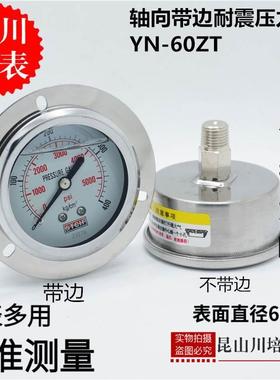 上海天川耐震轴向带边浸油式压力表YN-60ZT液压抗震压力表stcif