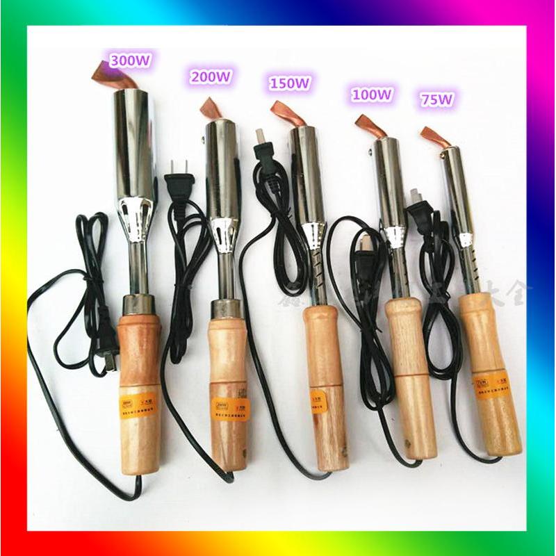 青工 大功率外热式电烙铁75W100W150W200W300W木柄扁弯头 烙铁芯