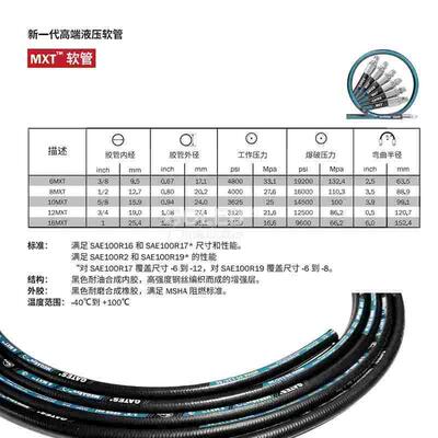 美国进口盖茨GATES MXT801油管钢丝软管高压液压油管加工总成定制