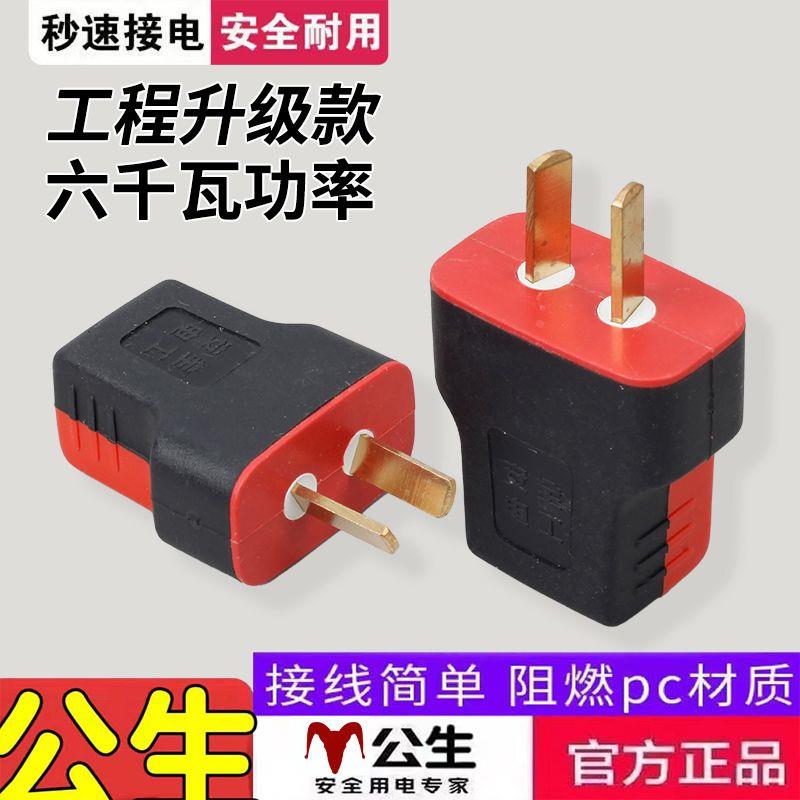 【爆款】家用16A二脚接线插头10a插头大功率纯铜加厚二项接线插头