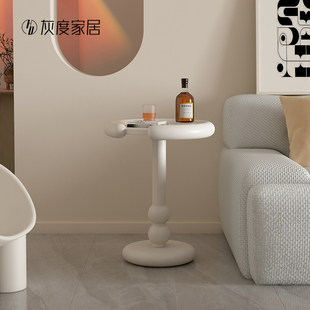 灰度|北欧奶油风沙发边几客厅实木网红简约现代创意圆形小茶几桌