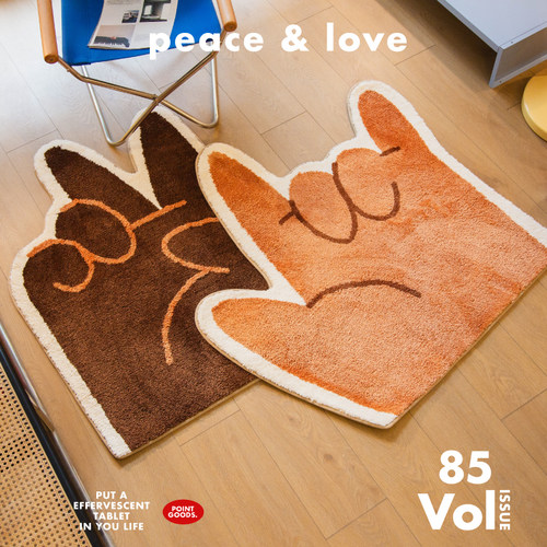 泡腾PointLab「PEACE&LOVE」原创治愈客厅卧室儿童房植绒地毯地垫