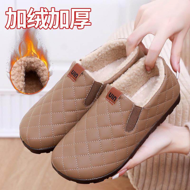 秋冬季老北京布鞋女棉鞋加绒加厚保暖豆豆鞋防滑妈妈鞋防水懒人鞋