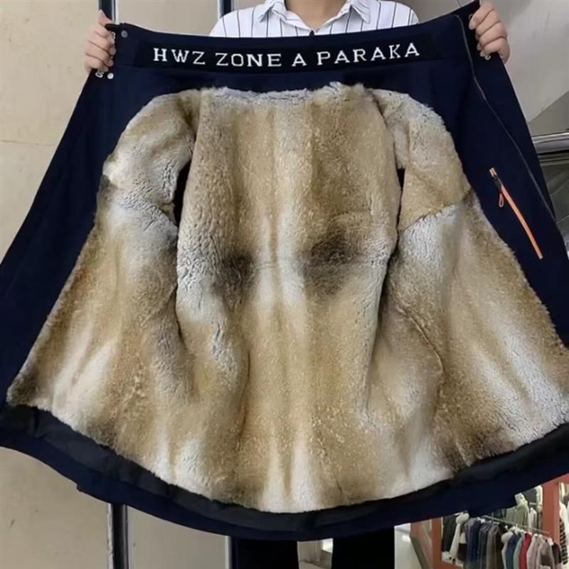 派克服男款冬季山貂兔毛可拆卸内胆皮毛一体海宁真毛皮草外套加厚