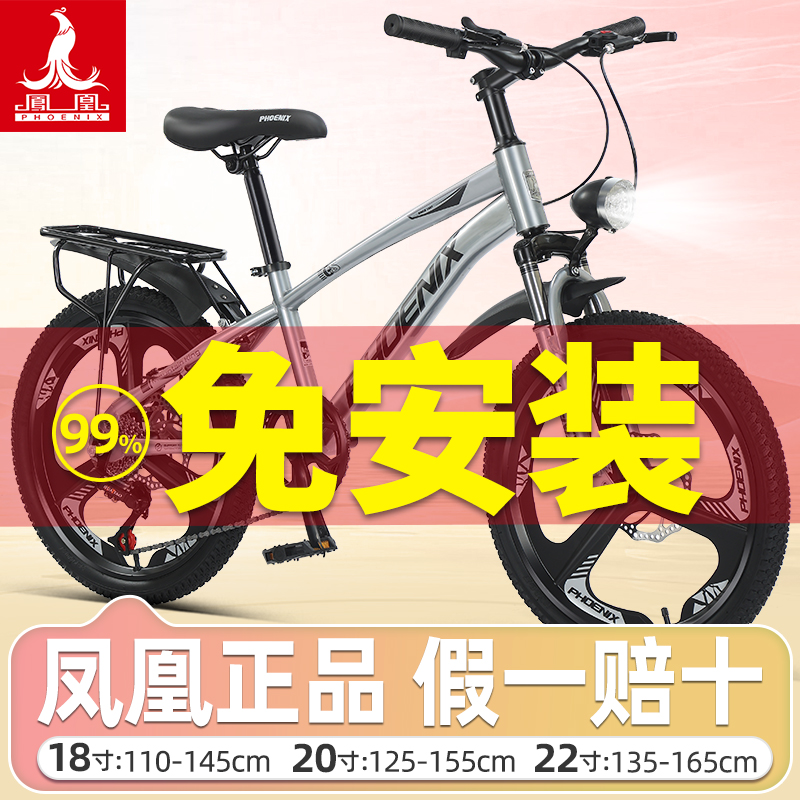 凤凰儿童自行车女童中大童车女孩男孩小孩学生脚踏单车10岁山地车