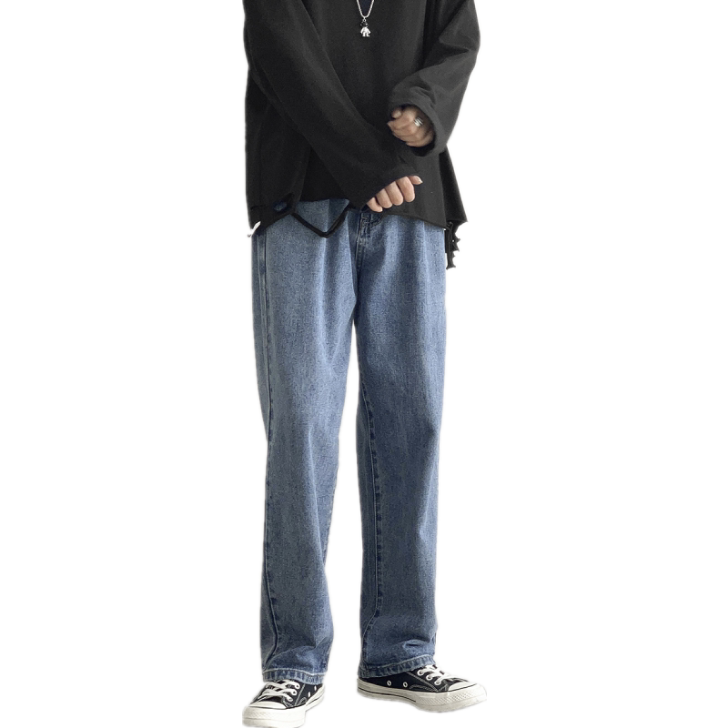 黑色牛仔裤子男士春秋季韩版潮流宽松直筒修身九分休闲秋冬款长裤