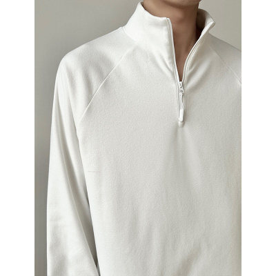 黑色半高领德绒打底衫男款秋冬美式立领半拉链卫衣内搭运动长袖t