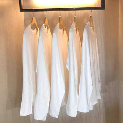 220g重磅纯棉长袖t恤宽松纯色上衣白色体恤打底衫内搭厚实男女款t